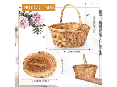 مجموعات نزهة للأطفال لـ 6 أشخاص سلة بلاستيكية لعبة بمقبض خشبي عميق