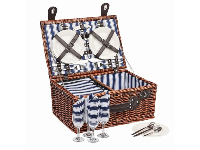 سلة نزهة قطنية للأطفال بلاستيكية محمولة معزولة بغطاء خشبي على شكل فطر