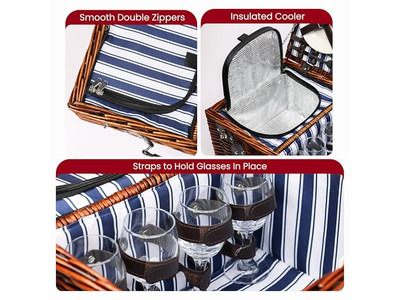 سلة نزهة قطنية للأطفال بلاستيكية محمولة معزولة بغطاء خشبي على شكل فطر