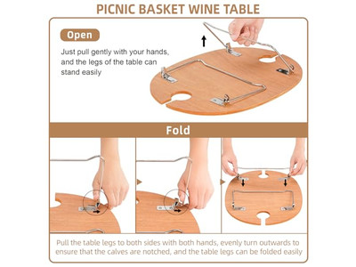 سلة نزهة منسوجة فرنسية للغداء من الخيزران الراتنجي والبلاستيك للأطفال