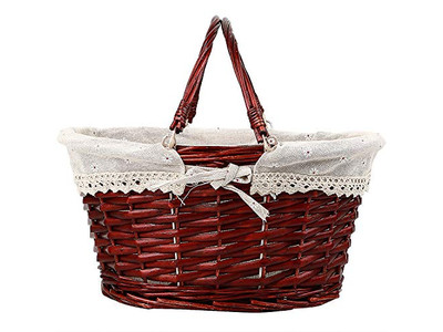 سلة نزهة معزولة دائرية من الخوص بأسعار عتيقة منقوشة بأفضل بطانة