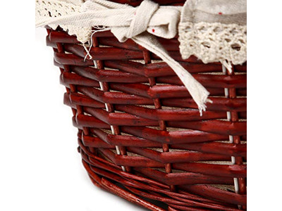 سلة نزهة معزولة دائرية من الخوص بأسعار عتيقة منقوشة بأفضل بطانة