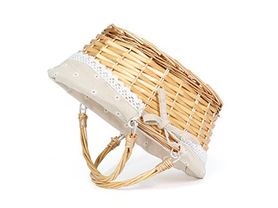 حقيبة نزهة خوصية كبيرة لشخصين سلال صغيرة بأغطية قابلة للطي خارجية