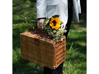 سلال نزهة بالجملة من المصنع الأصلي دائرية من الخوص سلة خشبية عتيقة للأطفال