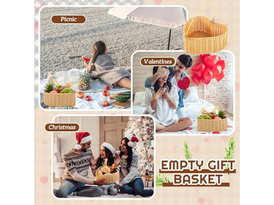 سلة نزهة يدوية من الخوص مع بطانية بوليستر 100% على شكل قلب