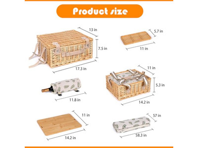 لعبة سلة نزهة لعمر سنة سلال روطان مخصصة وسجادة ومجموعات هدايا