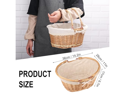 سلة نزهة بمقبض مجموعات بيضاء بالكامل لعبة سلال فريدة بغطاء