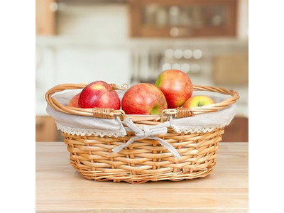 سلة نزهة خوص صفراء كبيرة خارجية وردية مع غطاء معزول كبير