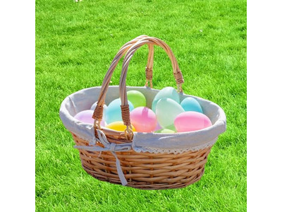 سلة نزهة خوص صفراء كبيرة خارجية وردية مع غطاء معزول كبير