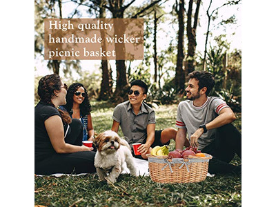 سلال نزهة معزولة من الخوص باللونين الأزرق والأبيض سلة وردية مثالية للأطفال