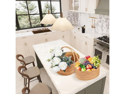 سلة تخزين فواكه ووجبات خفيفة للنزهة صغيرة منسوجة هدايا المزارعين من القصب