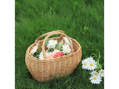 مجموعة من 4 سلات نزهة من الخيزران بعزل مزدوج الجوانب سعة كبيرة