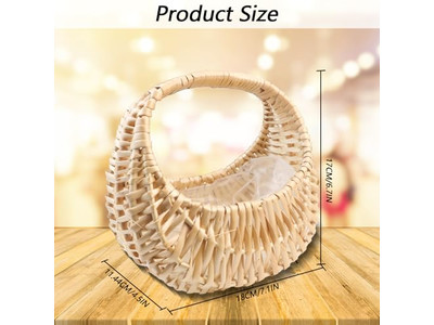 سلة هدايا من القش للنزهة موردين خضراء منسوجة يدويًا للعائلة والأطفال