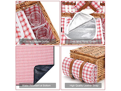 سلة نزهة بعزل حراري من الخوص للتخييم هامبير عيد الحب 1930