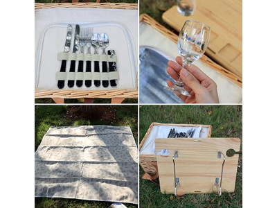 سلة نزهة خشبية عتيقة على شكل قلب يدوية الصنع كبيرة بسعة ناعمة