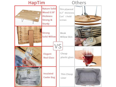 سلة نزهة خشبية عتيقة على شكل قلب يدوية الصنع كبيرة بسعة ناعمة