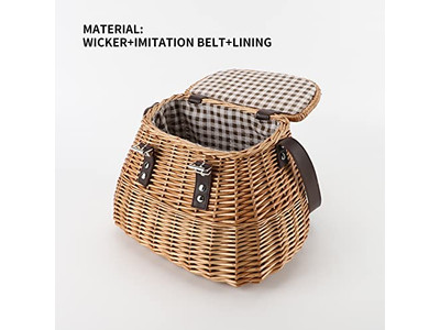 سلة نزهة خوص بيضاء قابلة للتعديل فارغة مع غطاء هدية زخرفية