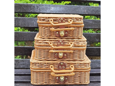 سلات نزهة رخيصة للبيع مجموعة سلة زرقاء فقط بغطاء قابل للإزالة لـ 8 أشخاص