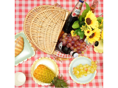 سلة نزهة كبيرة فارغة من الخيزران بحزام جلدي لستة أشخاص بيضاوية من الصفصاف ذات مكاسب جيدة