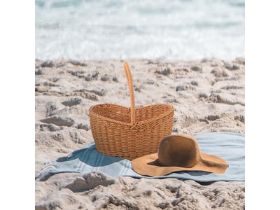 سلة نزهة للاستيراد والتصدير بتغليف مخطط مع مبرد وغطاء خشبي