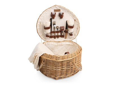 سلة نزهة مستطيلة من الخوص وحقائب ظهر من زهرة الماء للهدايا