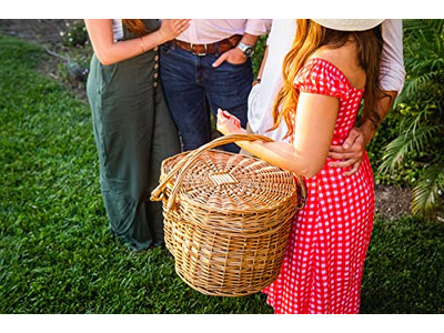 سلة نزهة مستطيلة من الخوص وحقائب ظهر من زهرة الماء للهدايا