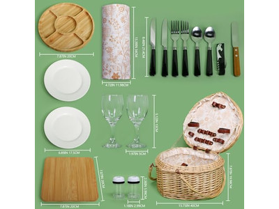 سلة نزهة صغيرة للتخزين مع مقبض خدمة لـ 4 أشخاص للمنزل