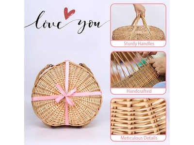 سلة نزهة صغيرة للتخزين مع مقبض خدمة لـ 4 أشخاص للمنزل